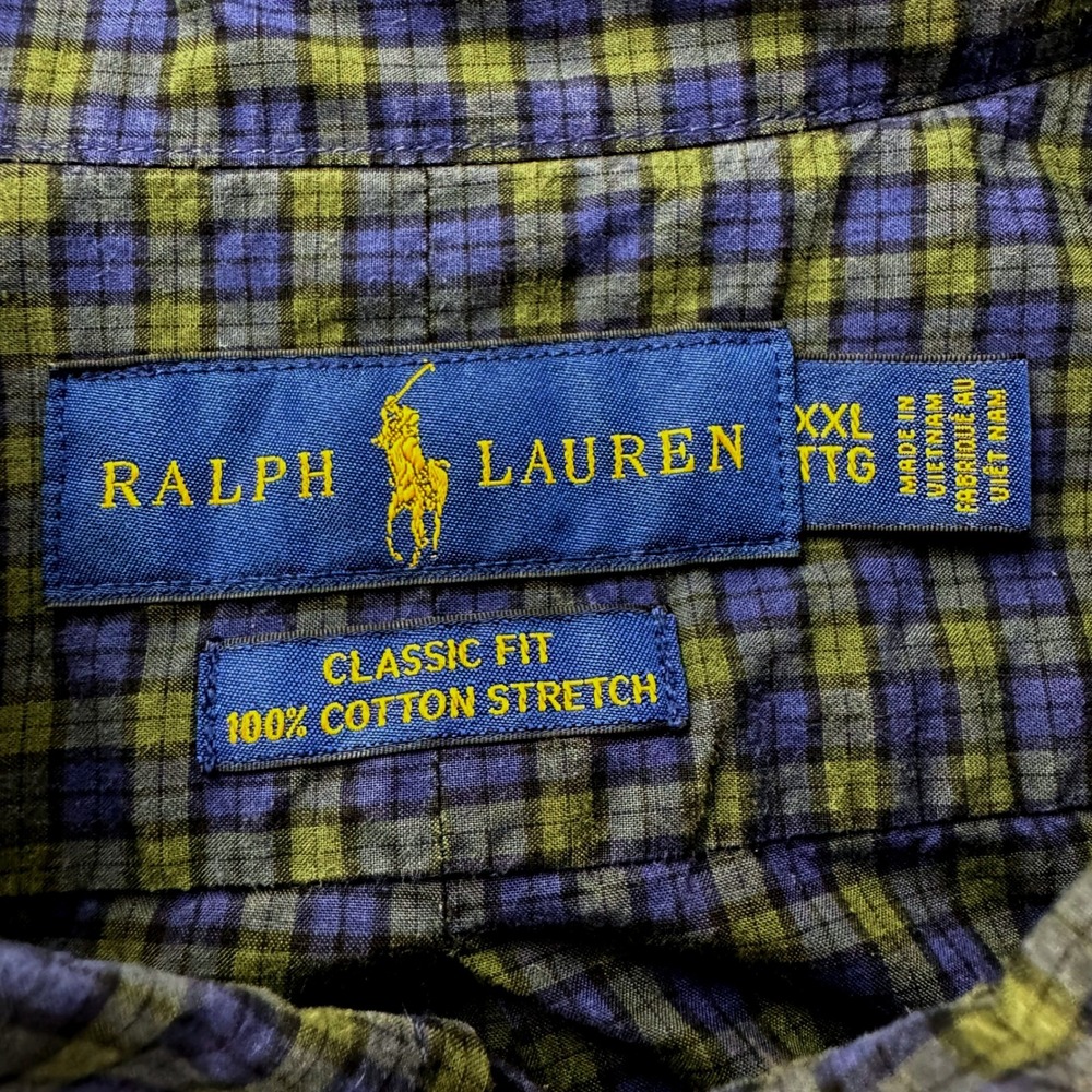 Ralph Lauren Mens XL Blue Green Plaid Cotton Button Down Shirt Pony Logo - Picture 5 of 13
